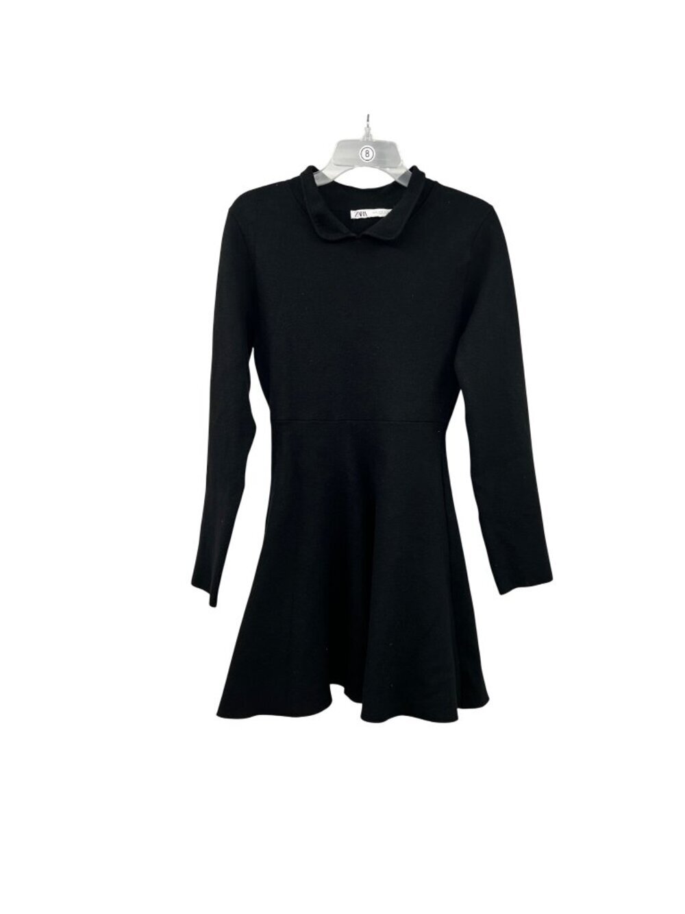 ZARA Womens Black A-Line Sweater Dress Collared Long Sleeve Size Medium